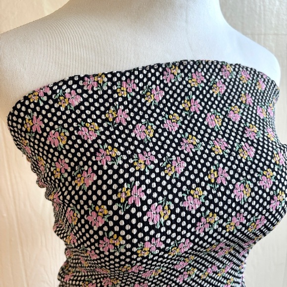 Vintage Betsey Johnson Floral Polka Dot Tie Back Apron Style Sun Dress Y2K - Picture 4 of 12